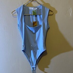 Elegant Light Blue Sleeveless Bodysuit